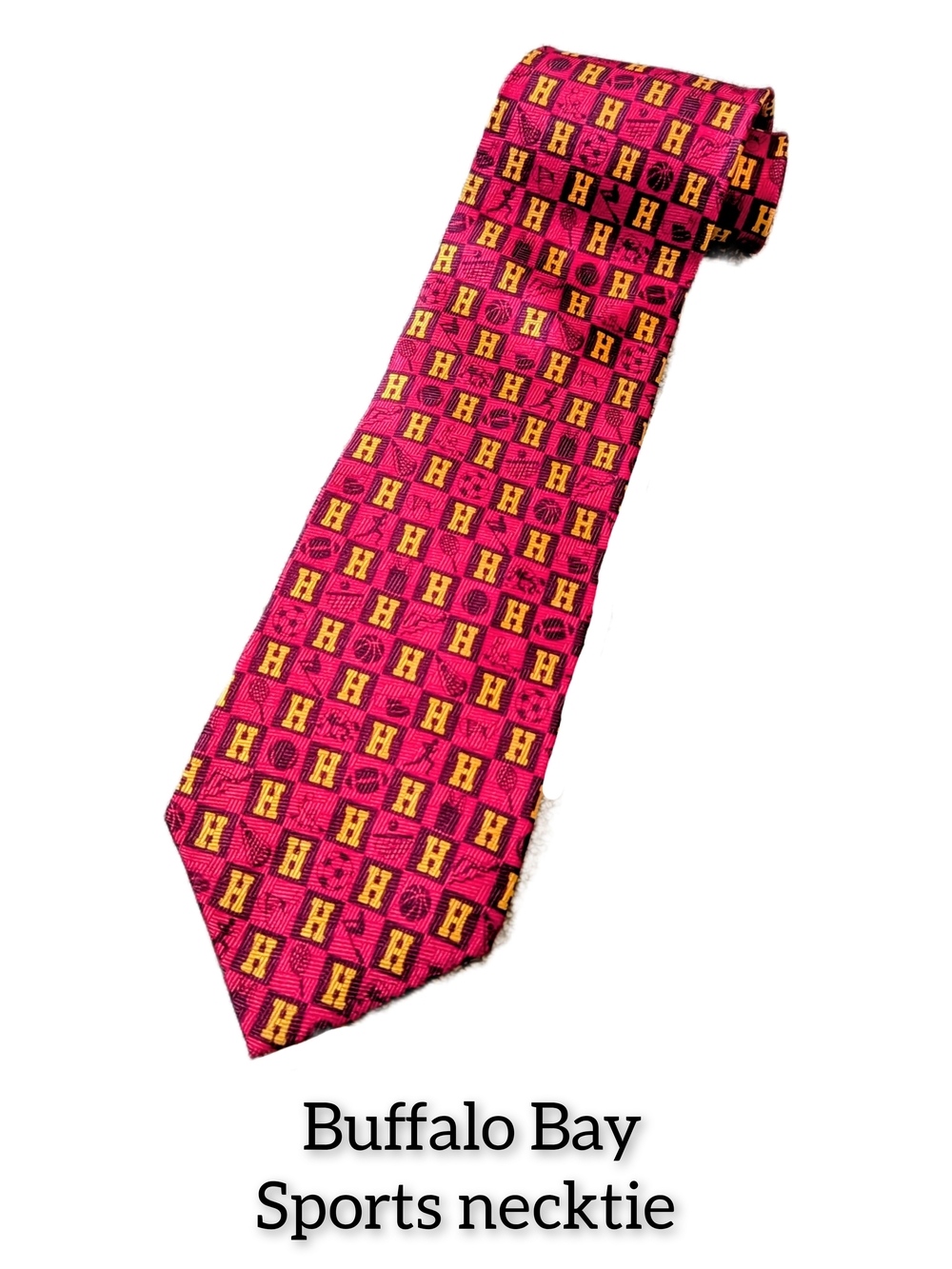 Buffalo Bay Men's Red & Yellow Sports Patterned Necktie